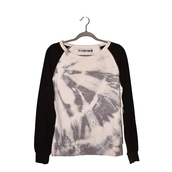 THE LAUNDRY ROOM NEW $68‎  Black Tie-Dye Raglan Sleeve Sweatshirt Small - Picture 1 of 3